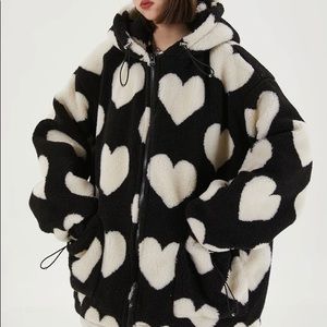 Aelfric Eden - Vintage Heart Pattern Sherpa Coat